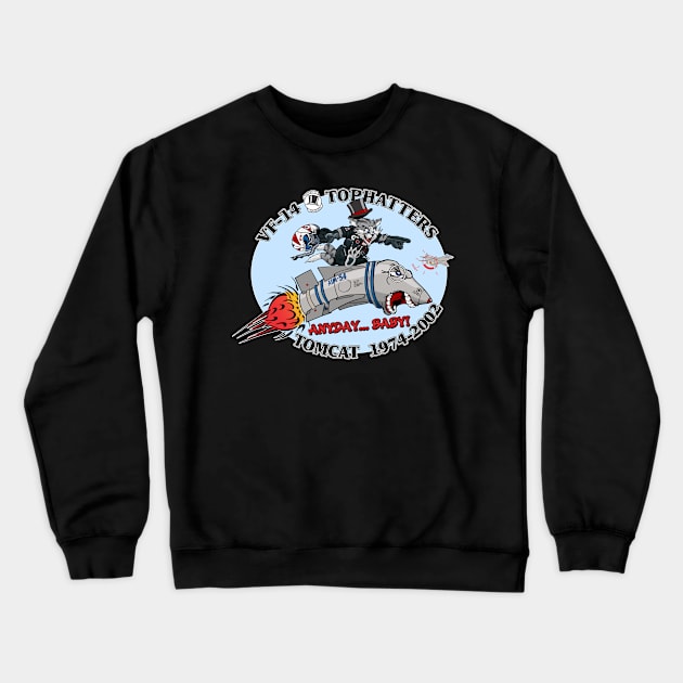 VF-14 Tophatters Nose Art Crewneck Sweatshirt by MBK